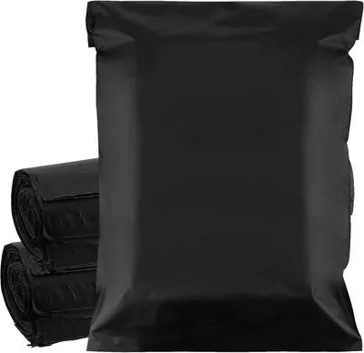 Produktbild von Versandtaschen 100 Stück, 34 x 47 cm, Kunststoff, Wasserdicht, Schwarz, Selbstklebend, Für Kleidung