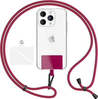 Immagine prodotto di HoldMe Air Edition - Cordino universale con 2 cuscinetti e moschettone (nero opaco) - Cinturino per cellulare da 160 cm - Bordeaux