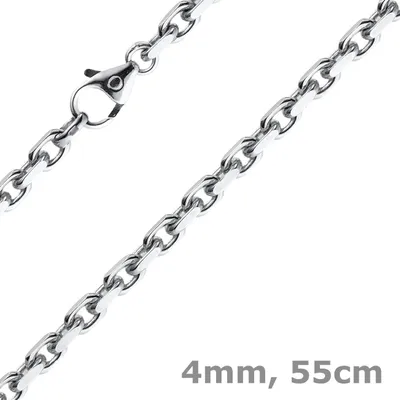 Produktbild von 4mm Kette Collier Ankerkette Halskette aus 750 Gold Weißgold massiv 55cm