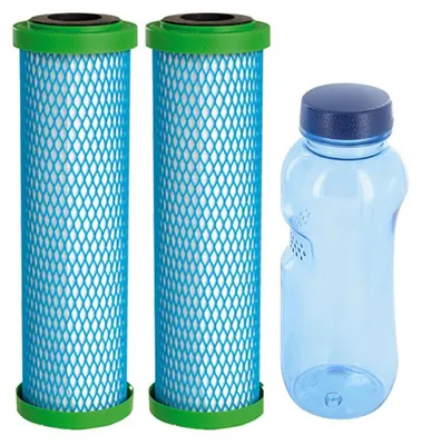 Produktbild von 2x Filterpatrone EM Premium 5 Carbonit & Tritan Trinkflasche 0,5l
