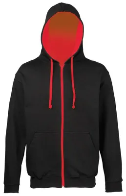 Produktbild von Awdis - "Varsity" Kapuzenpullover für Herren/Damen Uni LT2280 (M) (Pechschwarz/Feuerrot)