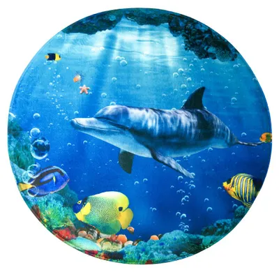 Image de Tapis de bain SANILO® rond « Dauphin et corail », Ø 80 cm