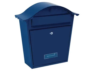 Produktbild von Perel Wandbriefkasten Paris für den Außenbereich in Blau mit Namensschild und Schloss, Briefkasten