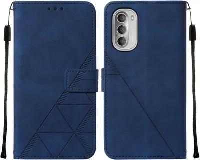 Image de Etui en cuir pour Motorola Moto G51 5G avec embossage, porte-cartes et support bleu