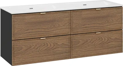 Produktbild von Badezimmerschrank 120 cm mit Doppelwaschtisch weiß matt