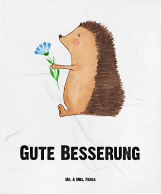 Produktbild von Mr. & Mrs. Panda Babydecke Igel Blumen - Weiß - Geschenk, Plaid, Schlummerdecke, Krankheit, Genesungswünsche, Krankenhaus, Lustige Sprüche, krank, Kinderdecke