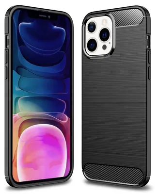 Produktbild von NALIA Carbon Look Case für iPhone 13 Pro Max, Schwarz Silikon Cover Case Bumper