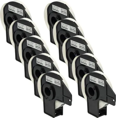 Produktbild von vhbw 10x Rolle mit Halter 17mm x 54mm (400 Etiketten) kompatibel mit Brother PT QL-1050, QL1050N, QL-1060, QL1060N, QL-500, QL-500A Drucker Weiß