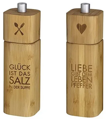 Produktbild von Räder Salzmühle GLÜCK und Pfeffermühle LIEBE Set Bambus