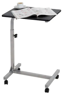 Laptop-Tisch höhenverstellbar, rollbar, schwarz, 48x37x67 cm