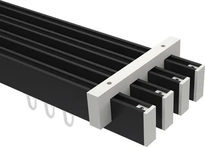 Produktbild von Interdeco Innenlaufstange / Gardinenstange mit Innenlauf Schwarz / Weiß, Typ Smartline Paxo (Kappe), 14x35 mm 4-läufig, 240 cm