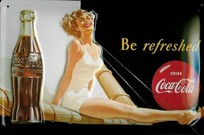 Produktbild von Blechschild Coca Cola be refreshed Segelboot Frau retro Schild Werbeschild