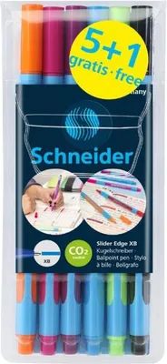 Produktbild von Schneider Kugelschreiber Slider Edge XB 6er Etui, sortiert, 5+1 Aktion