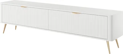 Produktbild von BETTSO RTV-Schrank LANTE 200 cm in Weiß - geriffelte Fronten, goldene Details