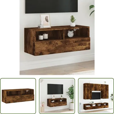 Produktbild von The Living Store TV-Wandschrank Räuchereiche 80x30x30 cm Holzwerkstoff