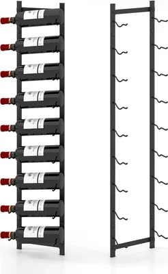 Produktbild von GOPLUS Wand-Weinregal, Weinregal Hängend für 9 Flaschen, hängendes Flaschenregal mit Metallhaken, Weinhalter zur Wandmontage für Küche, Esszimmer