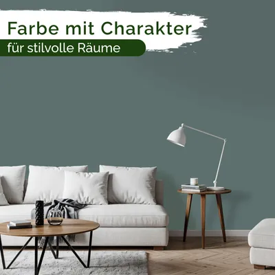 Produktbild von Wandfarbe Grün Dunkelgrün Matt Innenfarbe – Deckkraft Klasse 1, VOC-frei, Ohne Grundierung, Tropfarm – Wohnzimmer & Schlafzimmer – 5L – Veluxis (Soft Green)