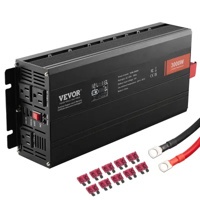 Immagine prodotto di VEVOR inverter sinusoidale 3000 W DC 12 V AC 230 V Display LCD Inverter con 3 prese AC 2 porte USB 1 porta tipo C 10 fusibili di ricambio per grandi elettrodomestici