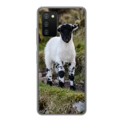 Produktbild von MuchoWow® Handyhülle Schutzhülle Hülle für Samsung Galaxy A03s Lamm - Schwarz - Weiß - Tupfen Silikon Softcase Handy Hülle - Schutz