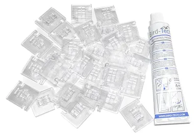 Zdjęcie produktu dla Haczyki Bird-Tech™ do siatek dla kotów + przezroczysty silikon (25 sztuk + 1 sztuka silikonu)