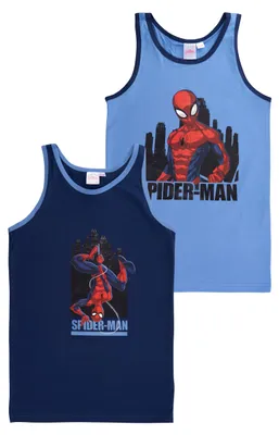 Obrázek produktu pro Marvel Spider-Man tílko pro chlapce - dětské tílko, tričko, spodní prádlo modré 122/128 (balení 2 ks)