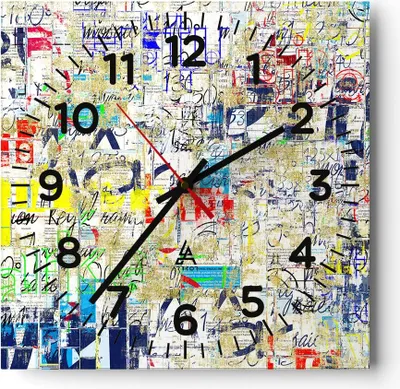 Produktbild von Wanduhr - Quadrat - Glasuhr - Straße Graffiti Wand Wandmalerei - 30x30cm - Schleichendes Uhrwerk - Lautlos - zum Aufhängen bereit - Dekoration Modern - Wanddekoration aus Glas - C4AC30x30-2907