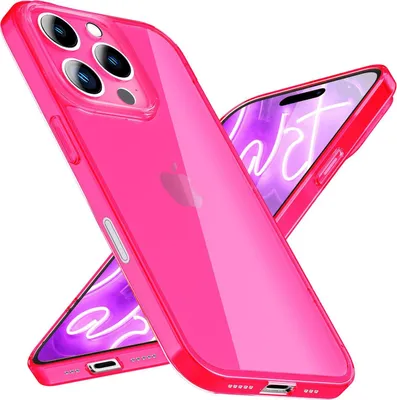 Produktbild von NALIA Klare Neon Hülle für iPhone 16 Pro Max, Durchsichtige Handyhülle in Bunt Leuchtender Farbe, Silikon Hülle Pink