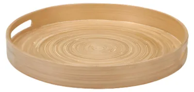 Produktbild von Bambustablett - Rund - D35 x H5 cm - natur - hoher erhohter Rand