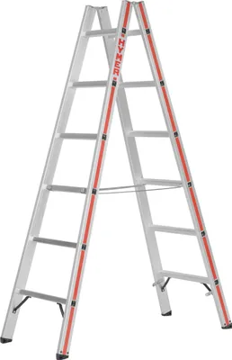 Zdjęcie produktu dla Drabina pionowa Hymer z szczeblami, z możliwością wchodzenia z obu stron, 2 x 16 szczebli, wysokość pionowa 4,45 m, zasięg 5,79 m, waga 22,5 kg