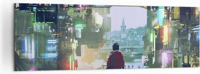Produktbild von Bild auf Leinwand - Leinwandbild - Stadt Brücke Haus - 160x50cm - Wand Bild - Wanddeko - Wandbilder - Leinwanddruck - Bilder - Kunstdruck - Wanddekoration - Leinwand bilder - Wandkunst - AB160x50-4017