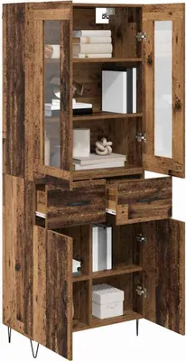 Image de vidaXL Buffet haut en bois recyclé 69,5 x 34 x 90 cm, aggloméré