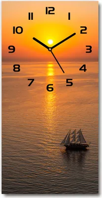 Produktbild von Wanduhr aus Glas – 30x60 cm - Glasbild - Glasuhr - Gehärtetes Glas -Sonnenuntergang Meer