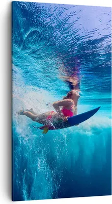 Produktbild von Bild auf Leinwand - Leinwandbild - Einteilig - Surfen Frau Unterwasser - 45x80cm - Wand Bild - Wanddeko - Wandbilder - Leinwanddruck - Bilder - Wanddekoration - Leinwand bilder - PA45x80-4274