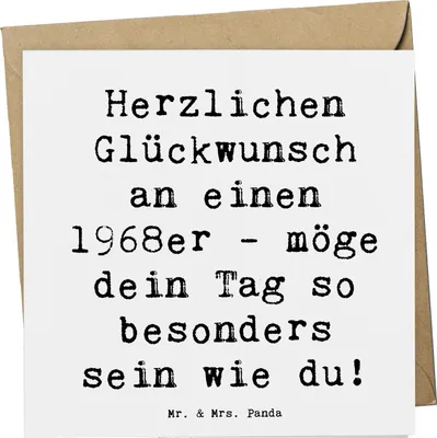 Produktbild von Mr. & Mrs. Panda Glückwunschkarte Spruch 1968 Geburtstag - Weiß - Geschenk, Freunde, faltkarte, Erinnerungen, Happy Birthday, Klappkarte, anlasskarte, doppelkarte, Alter