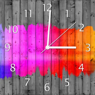 Produktbild von Wallario Design Wanduhr Holzpaneel - Bemaltes buntes Holz aus Echtglas, Größe 30 x 30 cm