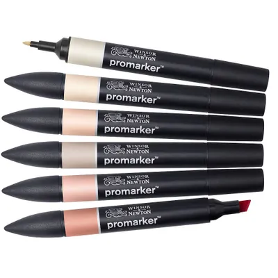 Produktbild von 6 WINSOR & NEWTON ProMarker Hauttöne 1 Layoutmarker farbsortiert 1,0 - 2,0 mm