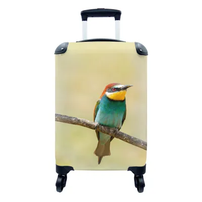 Produktbild von MuchoWow® Koffer Handgepäck Trolley Rollkoffer Kleine Reisekoffer mit 4 Rollen - Vögel - Tiere - Bienenfresser - Cabin Size < 55x40x23 cm & 55x40x20 cm - Fotokoffer - Kabinenkoffer - Boardgepäck - Reise-Box - Reisekoffer - Reisegepäck - Koffer mit Bild - Trolley für Kinder