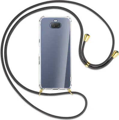 Produktbild von Handykette Backcover-Schutzhülle mit Band (Metall goldfarben) für Sony Xperia 10 - dunkelgrau