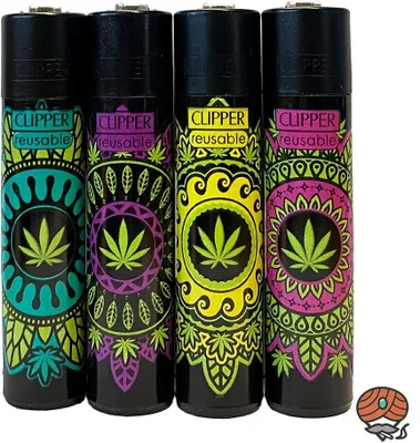 Produktbild von Clipper Reibradfeuerzeuge "Mandala Leaves #3", 4 Stück