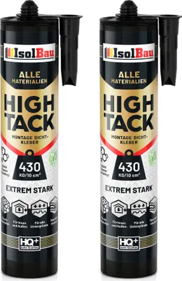Produktbild von Isolbau Montagekleber High Tack - 2 x 470 g Extrem starker Hybrid MS Polymer Baukleber für Innen- & Außenbereich - 400 kg / 10 cm² - Weiß