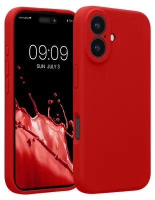 Produktbild von kwmobile Silikon Case für Apple iPhone 16 Hülle - Soft gummierte Handyhülle, Schutzhülle Cover in Klassisch Rot