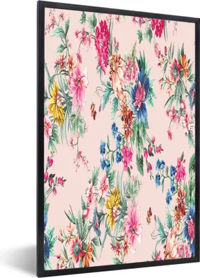 Produktbild von MuchoWow® MuchoWow® Gerahmtes Poster Blumen - Rosa - Farben 20x30 cm - Poster mit zchwarzem Bilderrahmen - Drucken - Bilder Poster im Rahmen
