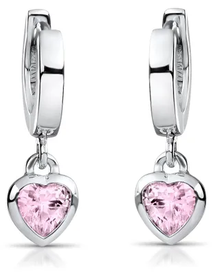 Produktbild von MATERIA Kinder Ohrringe Herz rosa aus 925 Silber rhodiniert - Mädchen Schmuck Creolen mit Zirkonia SO-389-Rosa