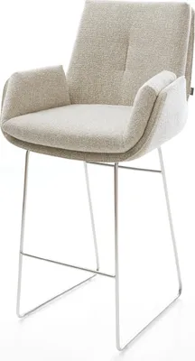 Produktbild von DELIFE Barstuhl Clea-Flex Webstoff Soft Beige Kufengestell Edelstahl Silberfarben