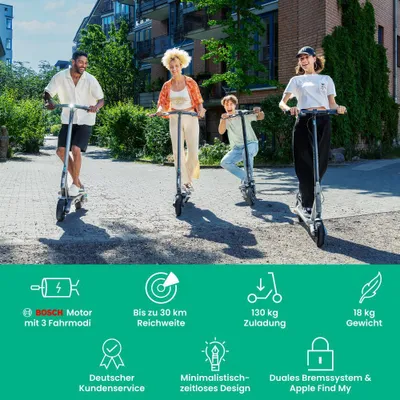 Produktbild von EGRET E-Scooter mit Straßenzulassung (ABE), 18,5 kg leicht, 10" Luftreifen, 882 W Bosch Motor, 30 km Reichweite, 130 kg Traglast, Blinker, App – Ey! 7