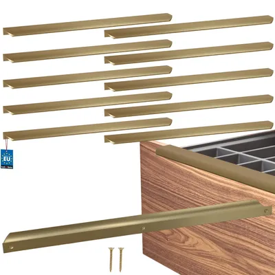 Produktbild von KOTARBAU® 10er Set Möbelgriff Schrankgriffe 436 mm Gold Matt ZnAl Hinterschraubgriffe Kantengriff Schubladengriffe Küche Modern