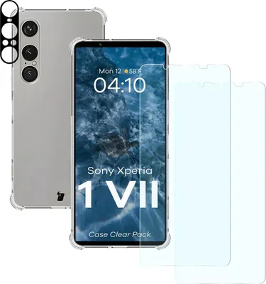 Produktbild von Schutzhülle + 2x gehärtetes Glas + Kameraschutz für Sony Xperia 1 VII, Bizon Case Clear Pack, Transparent