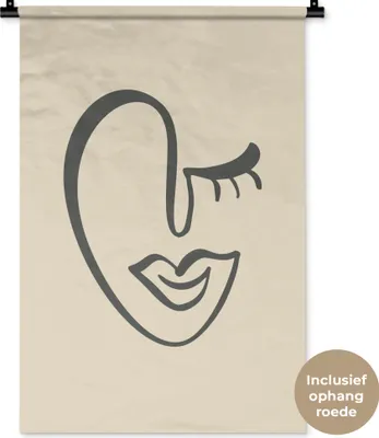 Produktbild von MuchoWow® Wandteppich Wandbehang Gesicht - Lippen - Abstrakt 60x90 cm Tapisserie Dekoration Wandtuch - Foto-Teppich - Abwaschbar