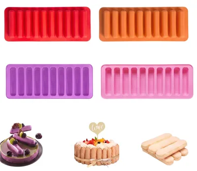Produktbild von Müsliriegel Backform - 10 Mulden Silikonform - Backzubehör - 4 Stück
