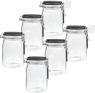 Produktbild von Einkochglas 1000ml mit Kreide Beschriftungsdeckel- Bügelverschluss - 6 Stück